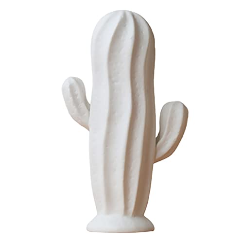 Garneck Ceramica Cactus Figurine Minimalista Cactus Statua Porcelian Da Collezione di Arte Scultura Titolare Gioielli Centrotavola Ornamento per Portico Home Office Decor Bianco