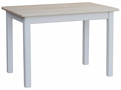 k koma - Tavolo da pranzo in legno massiccio di pino, laccato, colore: bianco/miele (60 x 90 cm)