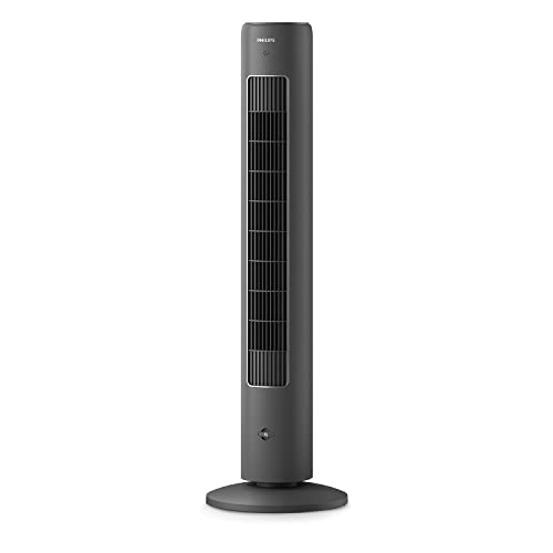 Philips ventilatore a torre Serie 5000, auto-rotante, 105 cm, telecomando, timer, 3 velocità, 3 modalità, 40W, flusso d'aria potente ma silenzioso, adatto all'aromaterapia, grigio scuro (CX5535/11)