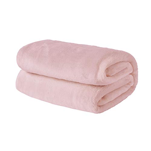 Brentfords - Coperta super morbida in pile di flanella, grande, soffice e calda, colore: rosa fard, per letto matrimoniale, 150 x 200 cm
