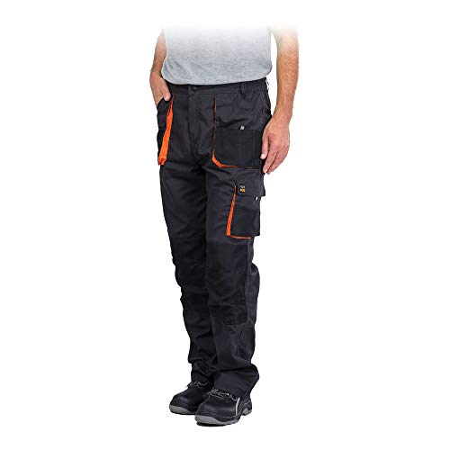 REIS FORECO-T SBP50 Pantaloni da Lavoro per Uomo, Protettivi, Antitaglio, Cargo, 80% Poliestere 20% Cotone, Acciaio-Nero-Arancione, Taglia 50