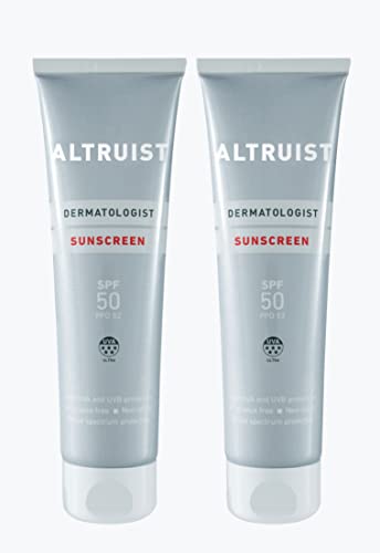 Altruist Dermatologist SPF 50 Crema solare, per pelli sensibili, Una confezione da 2 tubi (100 ml x 2 tubi)