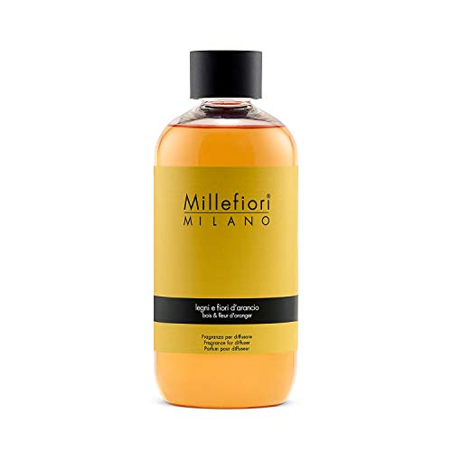 Millefiori Milano Ricarica per Diffusore di Aromi per Ambiente, Fragranza, Legni e Fiori D'arancio, 250 ml