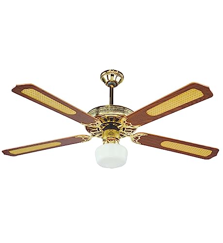 Ventilatore a soffitto, 3 velocità con luce come un lampadario. 4 pale color marrone in legno