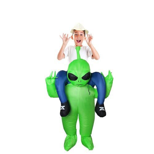 Costume alieno gonfiabile- Costume gonfiabile Halloween travestimento rapimento alieno Costume gonfiabile super divertente con sistema gonfiabile per Natale Cosplay Party, taglia unica bambino