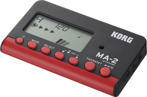 Korg MA-2 LCD Metronomo Digitale Compatto, Nero/Rosso