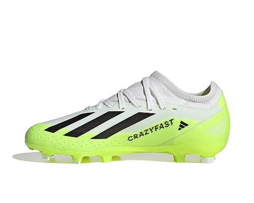 adidas X Crazyfast.3 Firm Ground Boots, Scarpe da Calcio Unisex - Bambini e ragazzi, Ftwr White Core Black Lucid Lemon, 38 EU