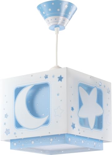 Dalber 63232T Lampadario'Luna', per bambini, Colore Blu, lampadina a incandescenza, plastica