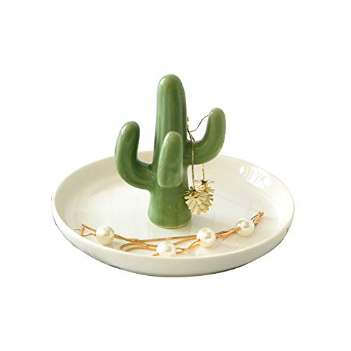 Cactus Piastra di supporto ad anello per gioielli, Vassoio per gioielli in ceramica succulenta Schermata Organizzatore per Decorazioni per la casa e compleanno matrimonio Apertura di regali per la mam