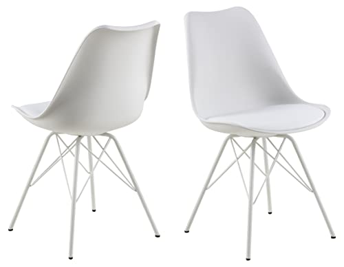 AC Design Furniture Emanuel Sedia da Pranzo, finta pelle, Bianco, L: 54 x W: 48.5 x H: 85.5 cm, 2 Unità