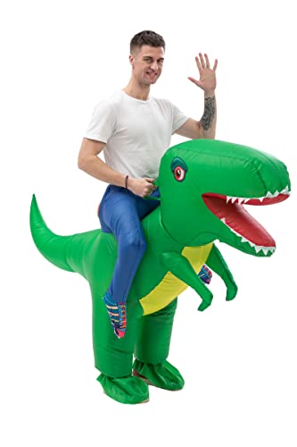 IRETG Costume da dinosauro gonfiabile per adulti divertente costume da dinosauro esplosione per insegnanti scuola festa di Halloween, Dino verde., Taglia Unica