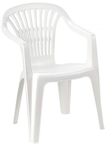 SF SAVINO FILIPPO Poltrona sedia Scilla in dura resina di plastica bianca impilabile con braccioli