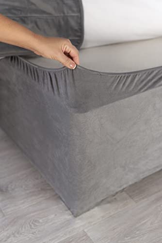 Belledorm - Vestiletto con profondità extra di 48 cm, per rendere ordinato l'aspetto del letto contenitore, lussuosa pelle scamosciata sintetica (Colore: carbone, 137 x 191cm)
