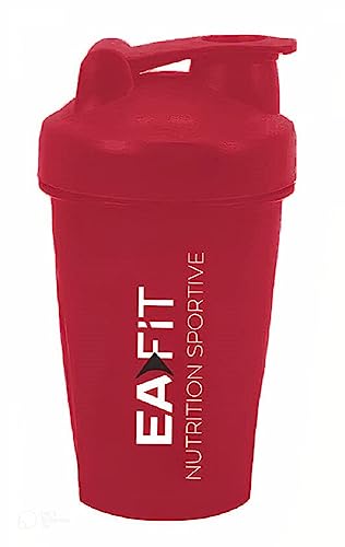 EAFIT | Shaker per proteine | Per tutti i tipi di bevande miste in polvere | Impermeabile | Senza BPA | Rosso 400 ml