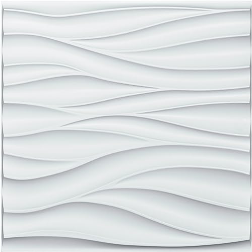 Art3d Pannello da parete 3D ondulato in PVC con copertura bianca opaca, 2,97 mq, per decorazione da parete interna in soggiorno, camera da letto, atrio, ufficio, centro commerciale