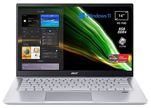 Acer Swift 3 SF314-43-R7ZF Pc Portatile, Notebook, Processore AMD Ryzen 5 5500U, RAM 8 GB DDR4, 512 GB PCIe NVMe SSD, Display 14' FHD IPS LED LCD, AMD Radeon, Windows 11 Home, Silver