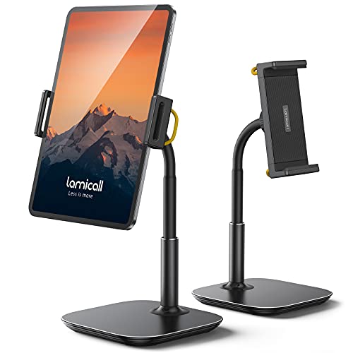 Lamicall Supporto Tablet, Supporto Regolabile - Universale Stand Dock per 4.7~13' Tablet Come 2020 iPad PRO 9.7, 10.5, 12.9, iPad Air 2 3 4, iPad Mini 2 3 4, iPhone, Samsung Tab, Altri Tablets - Nero