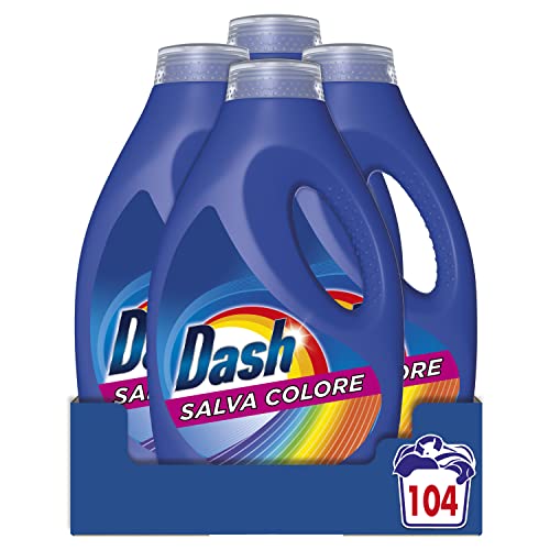Dash Detersivo Liquido Lavatrice, 104 Lavaggi (4x26), Salva Colore, Mantiene Vivaci I Colori, Efficace A Freddo E In Cicli Brevi