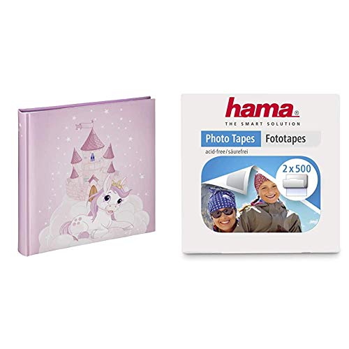 Hama 2368 Hama, Album Rilegato, 25 x 25 cm, 50 Pagine, 100 Foto, Rosa & 007103 Nastro adesivo per foto, Trasparente, 1000 pezzi ( 2 Confezioni da 500 Pezzi )