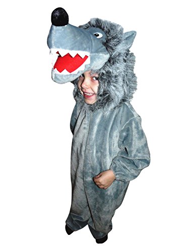 F49 Taglia 3-4A (98-104cm) Costume da Lupo per bambini, indossabile comodamente sui vestiti normali