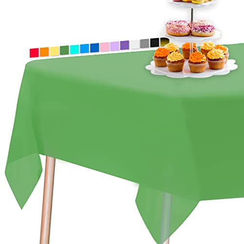 PartyWoo Tovaglia Verde, 137 x 274 cm, Tovaglia in Plastica per Tavolo, Tovaglia in Plastica, Tovaglia Impermeabile per Feste, Compleanni, Matrimoni (1 Confezione)