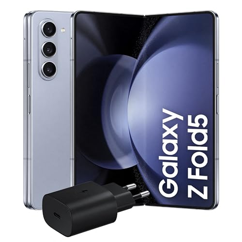 Samsung Galaxy Z Fold5 Smartphone Pieghevole, Caricatore Incluso, RAM 12GB, 1TB, Sim Free Android, Fotocamera 50MP, Display 6,2'/7,6' Dynamic AMOLED 2X, Icy Blue 2023 [Versione italiana]