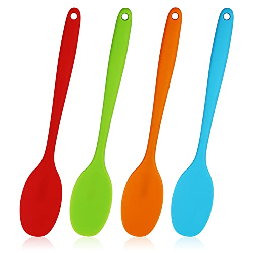 4 cucchiaini in silicone, 28 cm, resistenti al calore, ideali per cucinare in cucina, mescolando (27,7 cm di lunghezza)