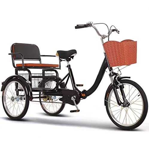 Triciclo pedali pieghevole con forcella ammortizzante,triciclo tandem con sedile posteriore,triciclo scooter per adulti anziani con freno sensibile,tricicli carico passeggeri,bici viaggio shopping