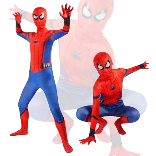 ACWOO Costume Spider Bambino, Costume da Supereroe Spider Costume Cosplay Spider per Bambini, 3D Stampa Supereroe Costumi per Halloween, Cosplay, Natale, Ccarnevale e Compleanno