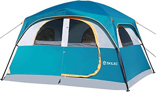 SKILEC Tenda da campeggio per 6-8 persone Tenda da campeggio 6 persone per escursionismo Tenda da campeggio leggera impermeabile 8 persone all'aperto Festival Campeggio Zaino (blu)