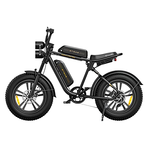 ENGWE M20 Bici Elettrica Uomo, 75 KM+75 KM Autonomia Sistema a Doppia Batteria Vicicletta con 20'×4.0 Fat Tire,48V 26AH E-bike Off-roade Cambio 7 Velocità e Sospensione Completa (Nero)