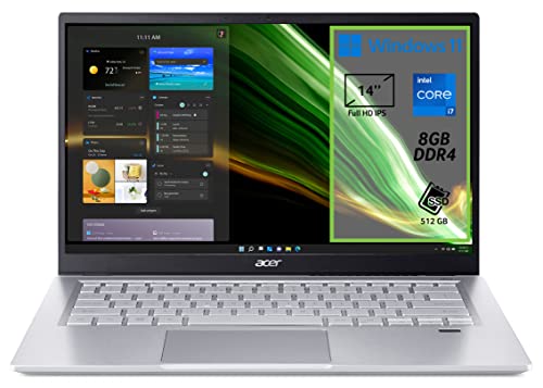 Acer Swift 3 SF314-511-714H PC Portatile, Notebook, Intel Core i7-1165G7, RAM 8 GB DDR4, 512 GB PCIe SSD, Display 14' FHD IPS LED LCD, Scheda Grafica Intel Iris Xe Eligible, Windows 11 Home, Silver