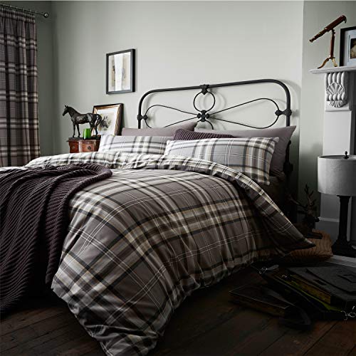 Catherine Lansfield Kelso Cotton Rich 3 pieces, King Duvet Set Charcoal