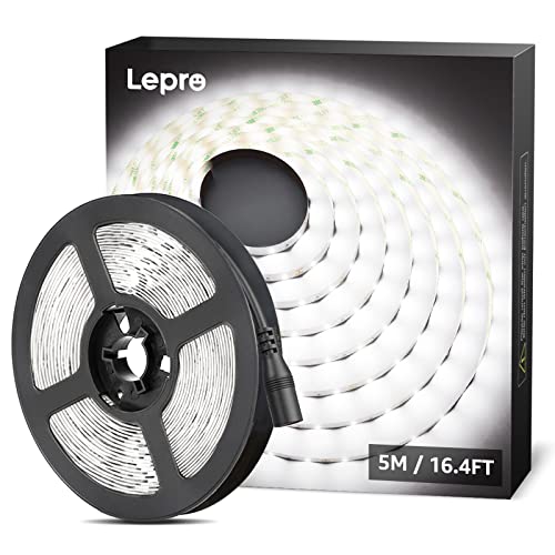 LE Striscia LED 5m 300 LED SMD 2835 Bianco Diurno 6000K, 16W 2300LM Luce Nastro Luminoso Flessibile, Strisce LED 12V per Illuminazione Domestica, Magazzino, Negozio, ecc.