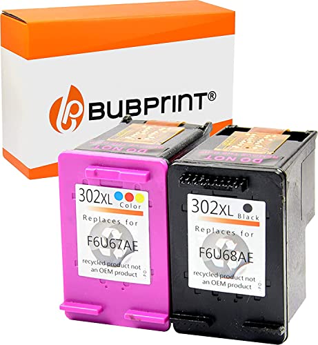Bubprint 2x Cartucce di inchiostro compatibili per HP 302 302XL DeskJet 3636 2130 3630 1110 Envy 4525 4520 OfficeJet 3831 3830 4655 Stampante multifunzione