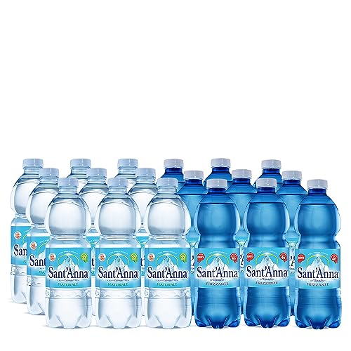 Acqua Sant'Anna Pack 0,5L Mix Naturale e Frizzante | 96 Bottiglie | Acqua Minerale Naturale Oligominerale Minimamente mineralizzata | Plastica 100% Riciclabile