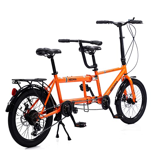 SASOKI Bicicletta tandem, bicicletta pieghevole per tre persone, materiale in acciaio ad alto tenore di carbonio, resistente alla ruggine e durevole