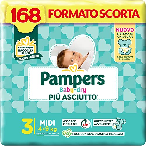 Pampers Baby Dry Midi, 168 Pannolini, Taglia 3 (4-9 kg)